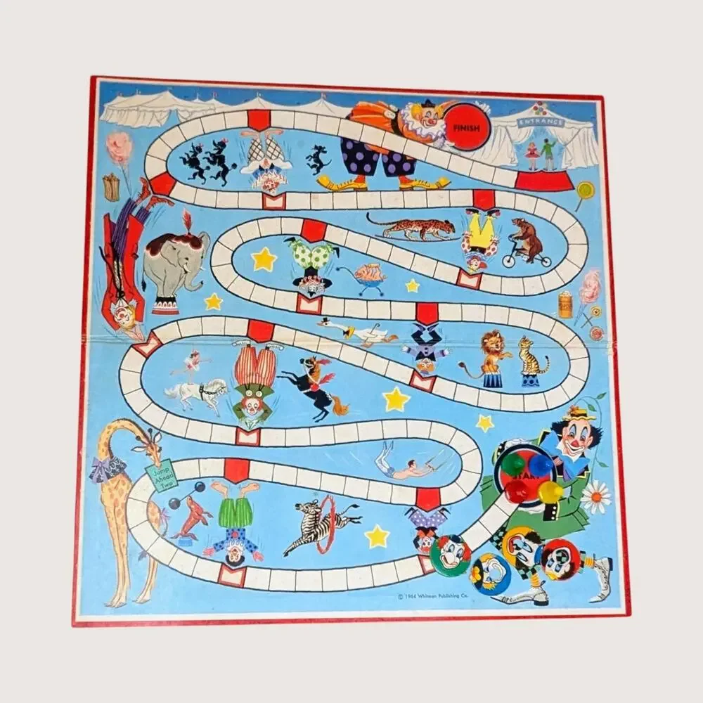 Vintage 1960s Whitman Up and Down Game Complete Clown Board Game Retro Toy
